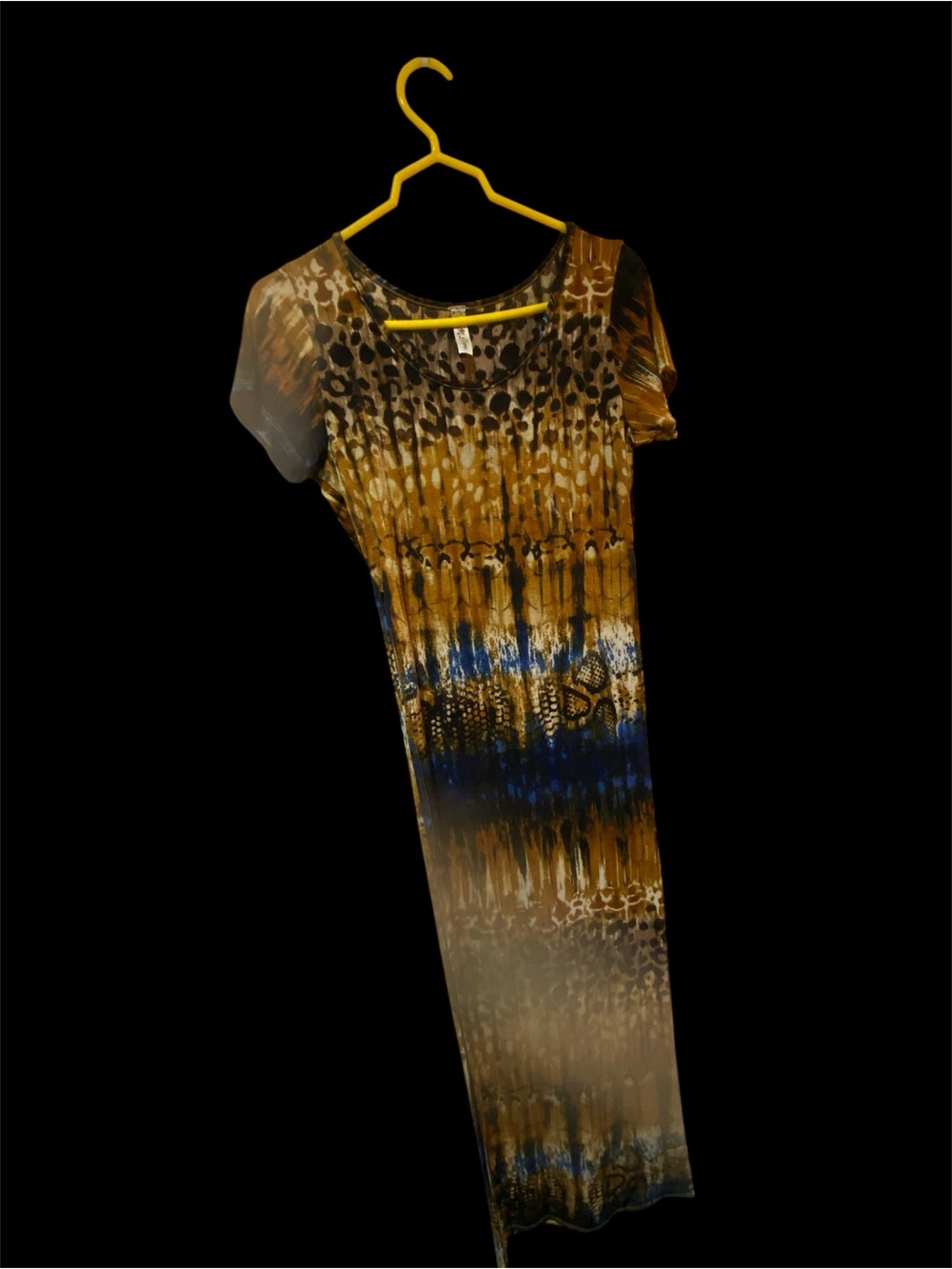 Brown and Blue Tie-Dye high side slit Maxi Dress size L/XL